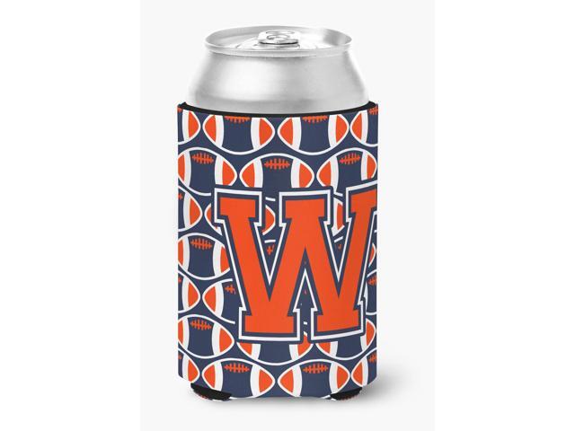 Letter W Football Orange Blue and white Can or Bottle Hugger CJ1066-WCC