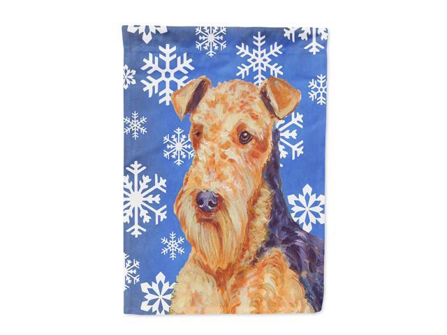 Airedale Winter Snowflakes Holiday Flag Canvas House Size