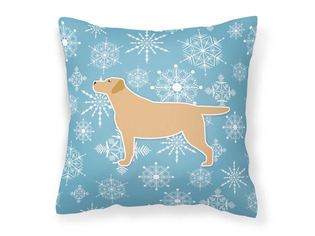 Winter Snowflake Yellow Labrador Retriever Fabric Decorative Pillow BB3497PW1414