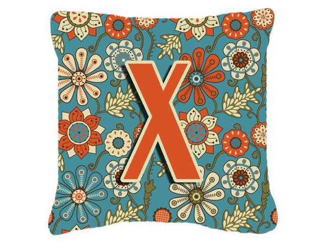 Letter X Flowers Retro Blue Canvas Fabric Decorative Pillow CJ2012-XPW1818