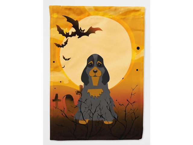 Halloween Cocker Spaniel Black Tan Flag Canvas House Size BB4359CHF