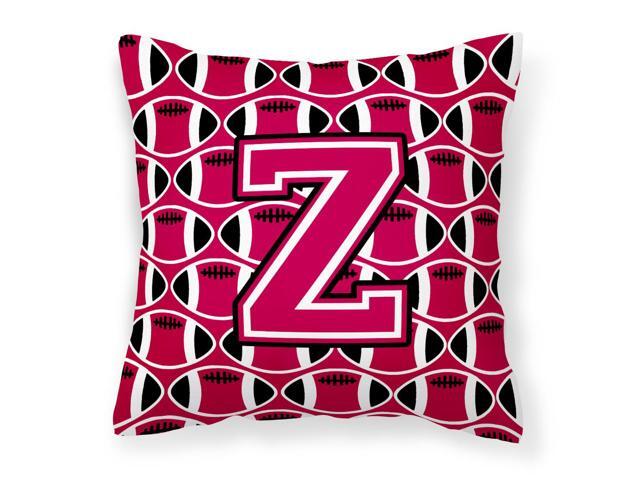 Letter Z Football Crimson and White Fabric Decorative Pillow CJ1079-ZPW1414