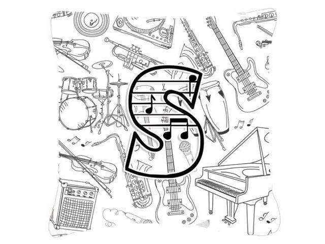 Letter S Musical Note Letters Canvas Fabric Decorative Pillow CJ2007-SPW1818