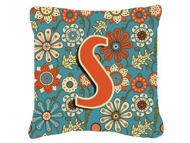 Letter S Flowers Retro Blue Canvas Fabric Decorative Pillow CJ2012-SPW1818