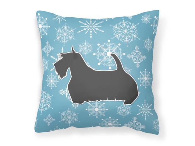 Winter Snowflake Scottish Terrier Fabric Decorative Pillow BB3569PW1818