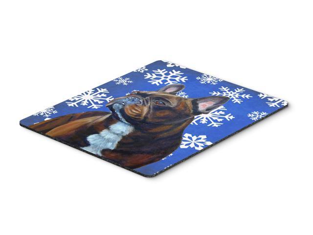 French Bulldog Winter Snowflakes Holiday Mouse Pad Hot Pad or Trivet