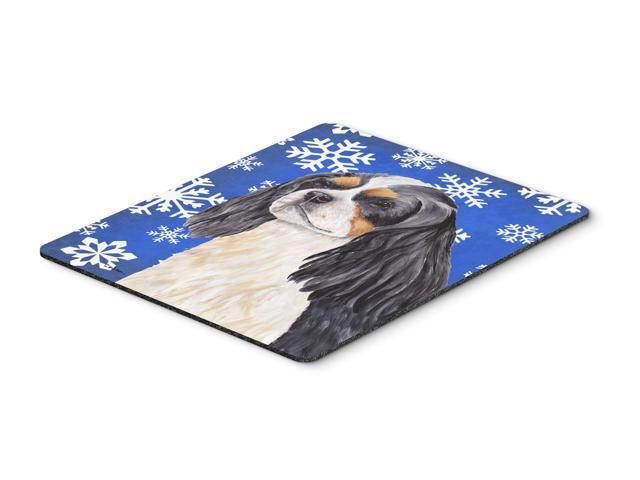 Cavalier Spaniel Winter Snowflakes Holiday Mouse Pad Hot Pad or Trivet