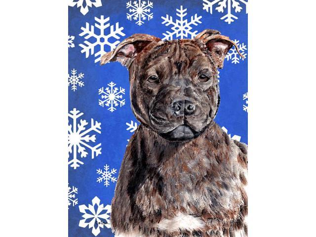Staffordshire Bull Terrier Staffie Winter Snowflakes Flag Garden Size SC9777GF