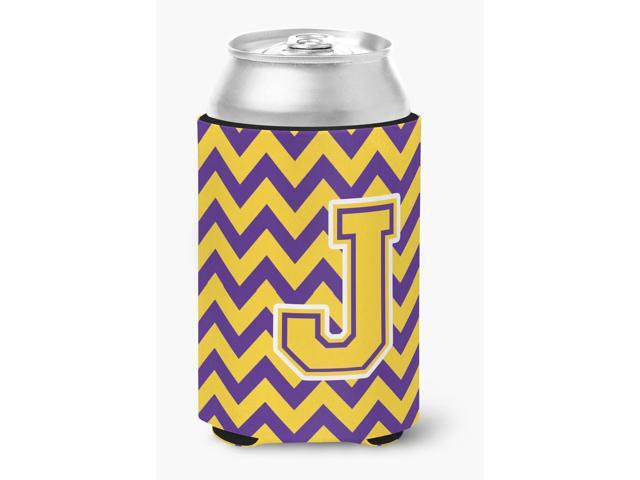 Letter J Chevron Purple and Gold Can or Bottle Hugger CJ1041-JCC
