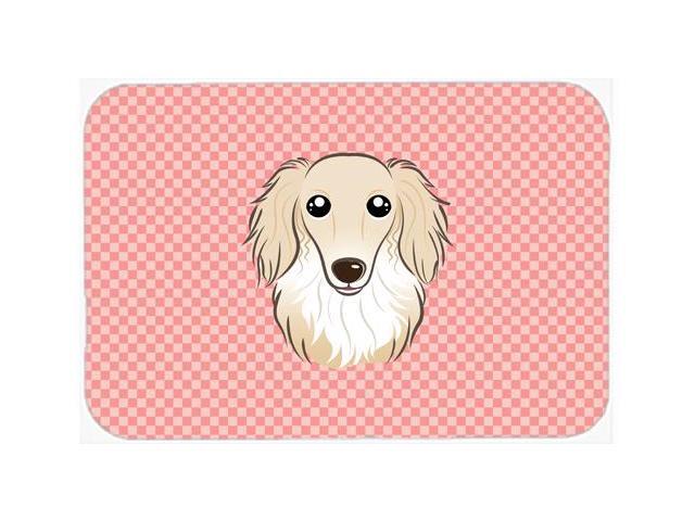 Checkerboard Pink Longhair Creme Dachshund Mouse Pad Hot Pad or Trivet BB1212MP