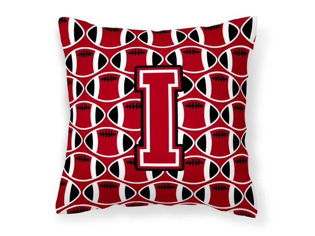 Letter I Football Red Black and White Fabric Decorative Pillow CJ1073-IPW1414