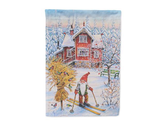 Christmas Gnome Skiing Flag Canvas House Size ACG0034CHF