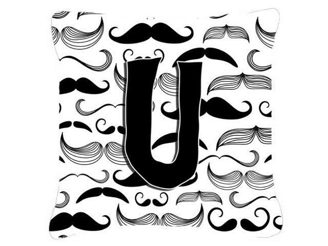 Letter U Moustache Initial Canvas Fabric Decorative Pillow CJ2009-UPW1818