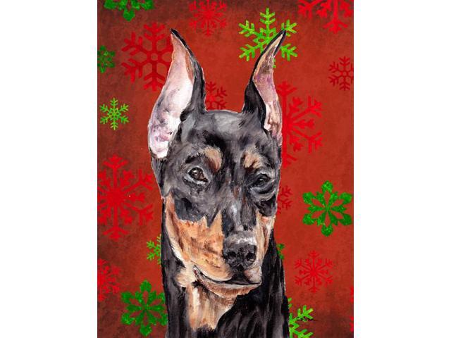 German Pinscher Red Snowflakes Holiday Flag Garden Size SC9764GF