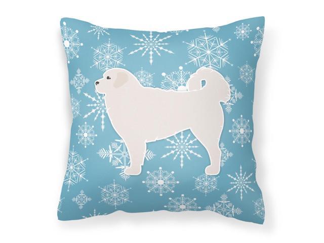 Winter Snowflake Polish Tatra Sheepdog Fabric Decorative Pillow BB3527PW1414