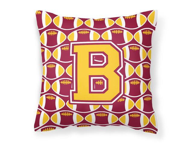 Letter B Football Maroon and Gold Fabric Decorative Pillow CJ1081-BPW1414