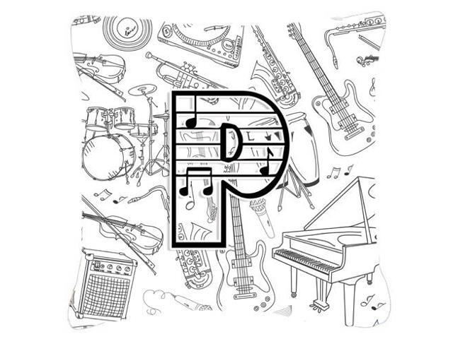 Letter P Musical Note Letters Canvas Fabric Decorative Pillow CJ2007-PPW1818