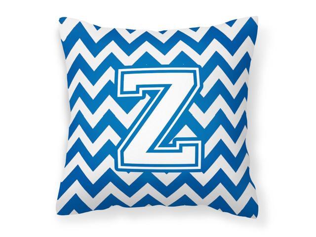 Letter Z Chevron Blue and White Fabric Decorative Pillow CJ1045-ZPW1414