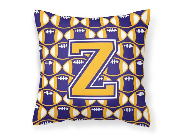 Letter Z Football Purple and Gold Fabric Decorative Pillow CJ1064-ZPW1414