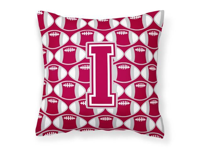 Letter I Football Crimson grey and white Fabric Decorative Pillow CJ1065-IPW1414