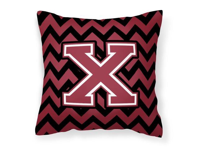 Letter X Chevron Garnet and Black Fabric Decorative Pillow CJ1052-XPW1414