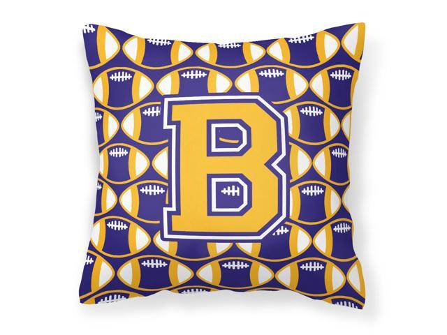 Letter B Football Purple and Gold Fabric Decorative Pillow CJ1064-BPW1414