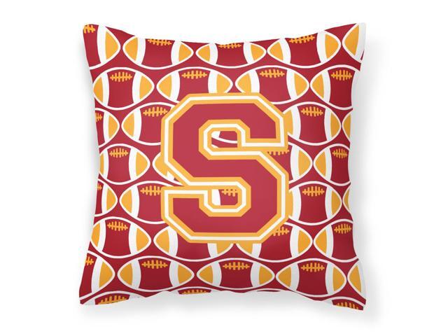 Letter S Football Cardinal and Gold Fabric Decorative Pillow CJ1070-SPW1414