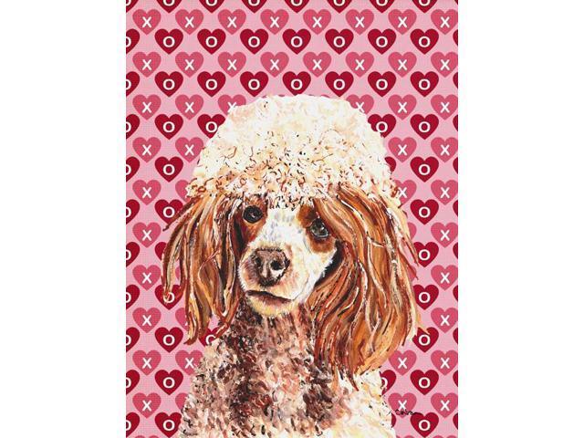 Red Miniature Poodle Hearts and Love Flag Garden Size SC9699GF