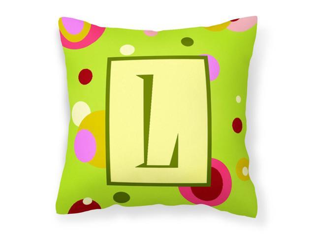 Letter L Initial Monogram - Green Decorative Canvas Fabric Pillow