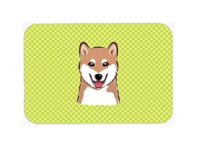 Checkerboard Lime Green Shiba Inu Mouse Pad Hot Pad or Trivet BB1287MP