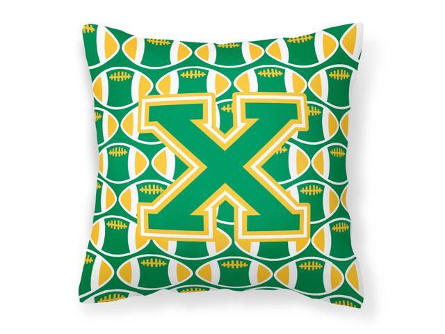 Letter X Football Green and Gold Fabric Decorative Pillow CJ1069-XPW1414