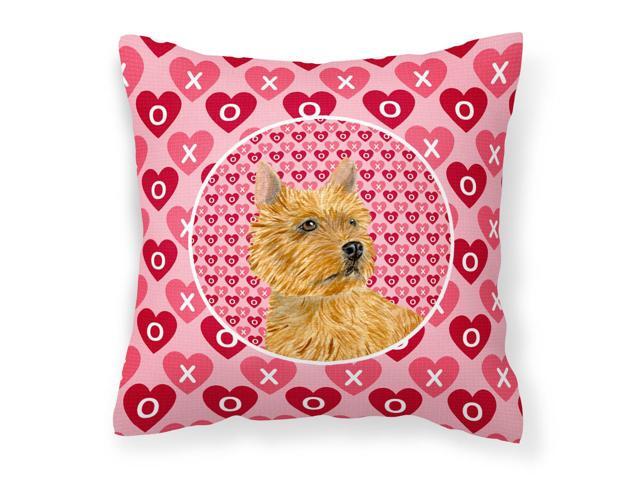 Norwich Terrier Hearts Love and Valentine's Day Portrait Fabric Decorative Pillow SS4499PW1414