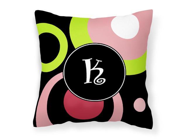 Letter K Monogram - Retro in Black Fabric Decorative Pillow AM1002-KPW1414