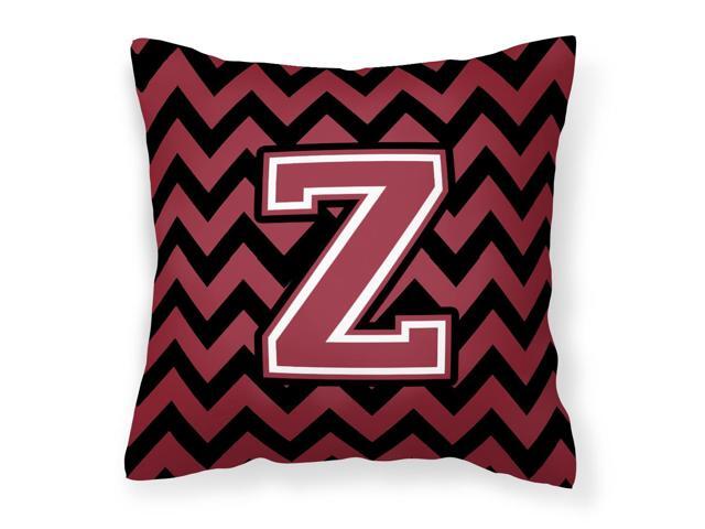Letter Z Chevron Garnet and Black Fabric Decorative Pillow CJ1052-ZPW1414