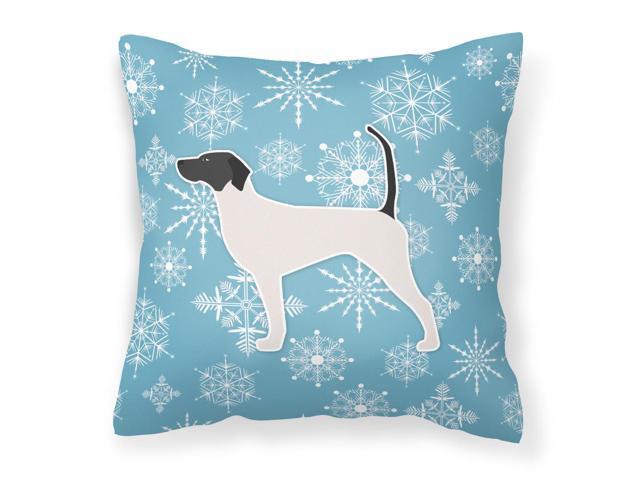 Winter Snowflake English Pointer Fabric Decorative Pillow BB3495PW1414
