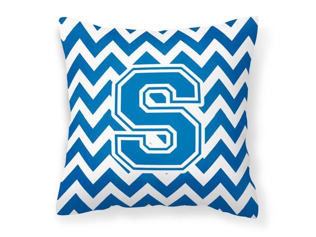 Letter S Chevron Blue and White Fabric Decorative Pillow CJ1056-SPW1414