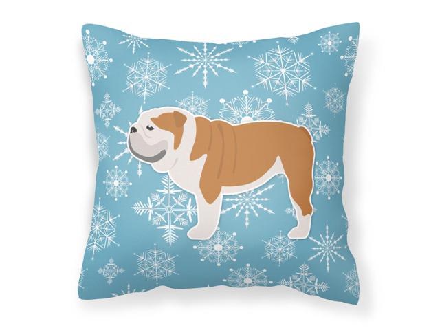 Winter Snowflake English Bulldog Fabric Decorative Pillow BB3562PW1414