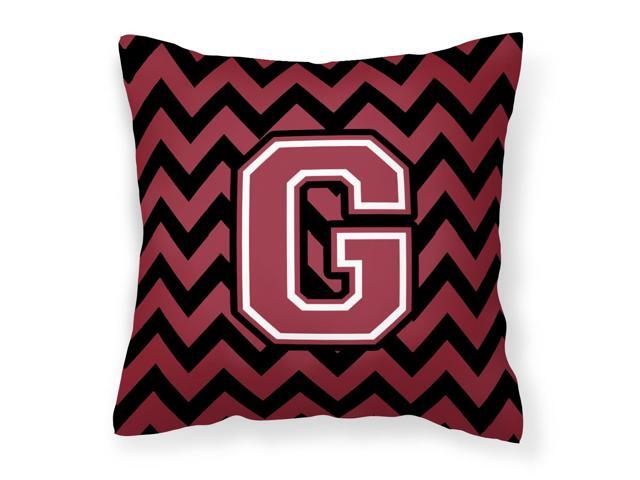 Letter G Chevron Garnet and Black Fabric Decorative Pillow CJ1052-GPW1414