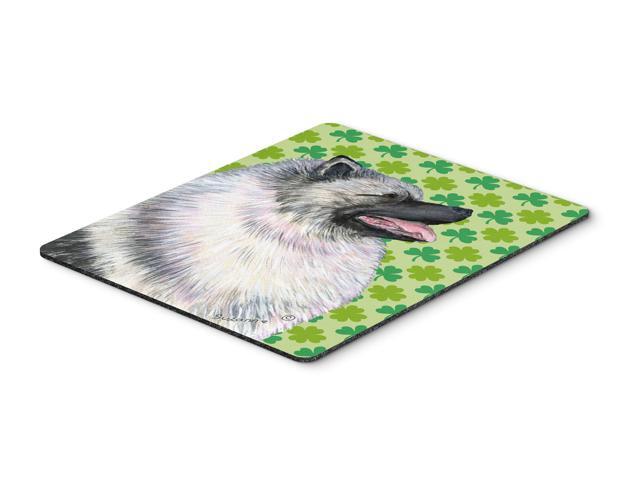 Keeshond St Patrick's Day Shamrock Portrait Mouse Pad Hot Pad or Trivet