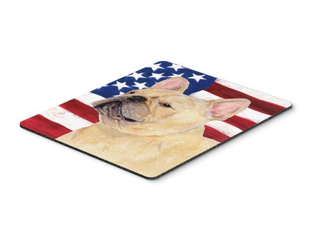 USA American Flag with French Bulldog Mouse Pad Hot Pad or Trivet