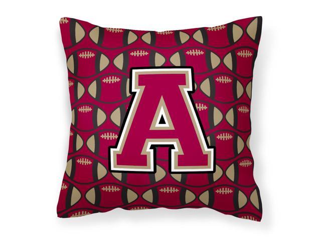 Letter A Football Garnet and Gold Fabric Decorative Pillow CJ1078-APW1414