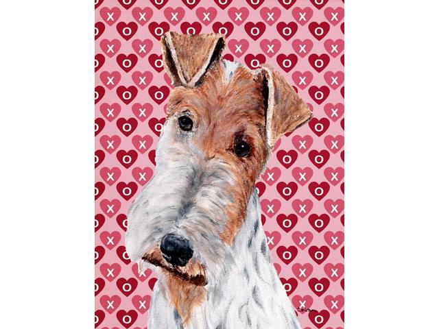 Wire Fox Terrier Hearts and Love Flag Garden Size SC9700GF