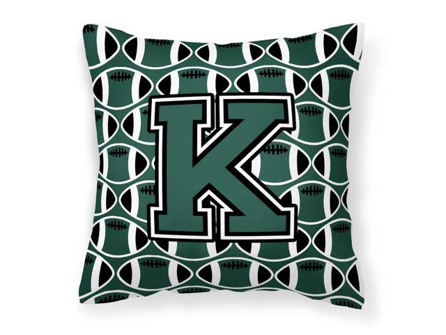 Letter K Football Green and White Fabric Decorative Pillow CJ1071-KPW1414