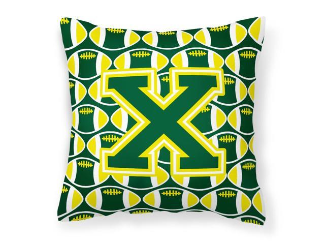 Letter X Football Green and Yellow Fabric Decorative Pillow CJ1075-XPW1414