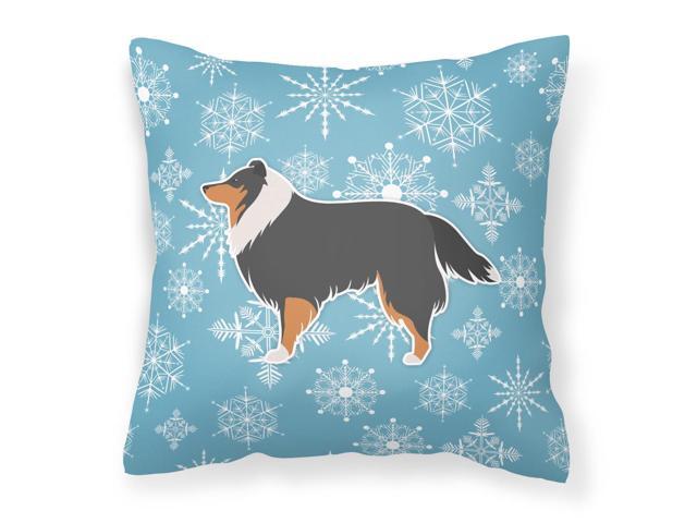 Winter Snowflake Sheltie/Shetland Sheepdog Fabric Decorative Pillow BB3530PW1818