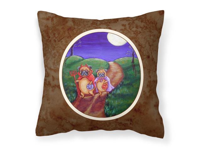 Trick or Treat Halloween Pug Fabric Decorative Pillow 7281PW1414