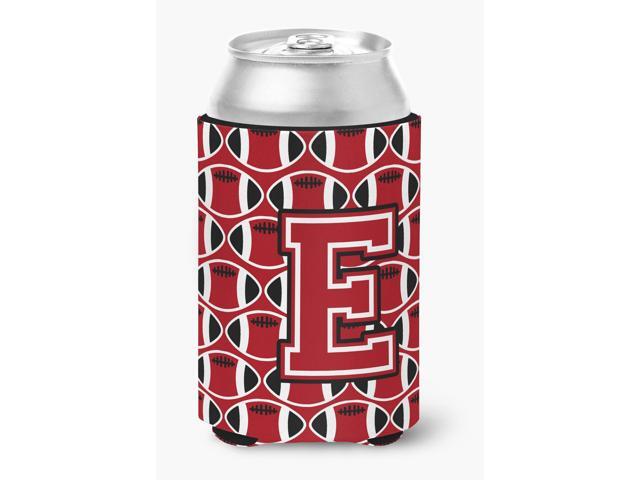 Letter E Football Red Black and White Can or Bottle Hugger CJ1073-ECC
