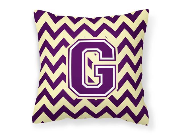 Letter G Chevron Purple and Gold Fabric Decorative Pillow CJ1058-GPW1414