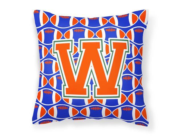 Letter W Football Green Blue and Orange Fabric Decorative Pillow CJ1083-WPW1414