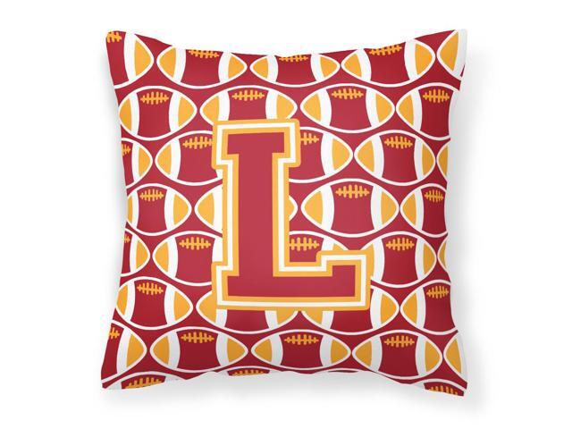 Letter L Football Cardinal and Gold Fabric Decorative Pillow CJ1070-LPW1414